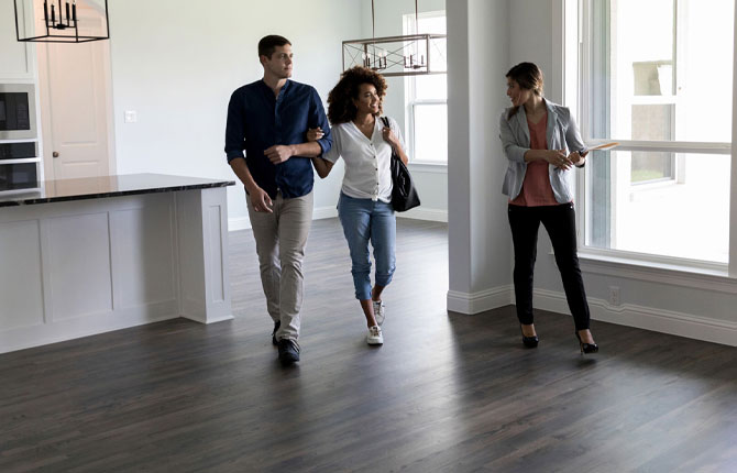 couple being shown a home