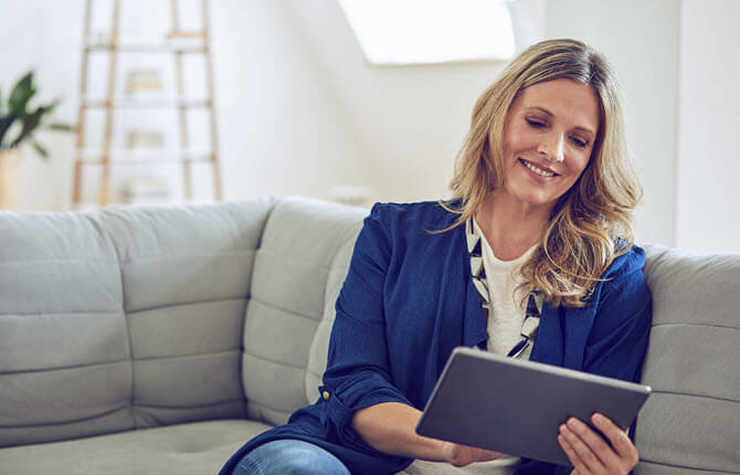 woman tablet reading