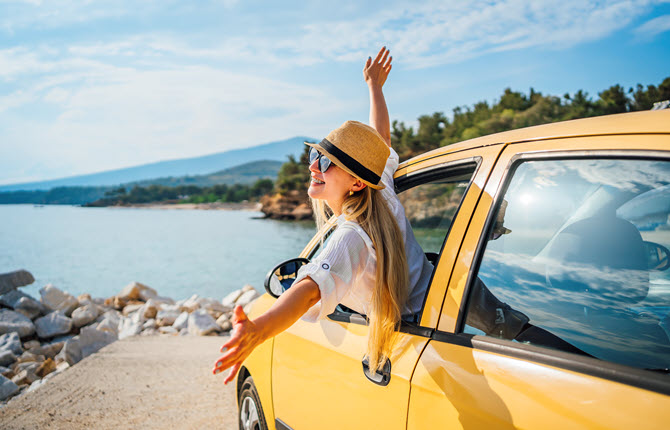 Woman on a road trip