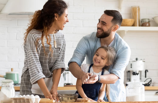 family-baking-together