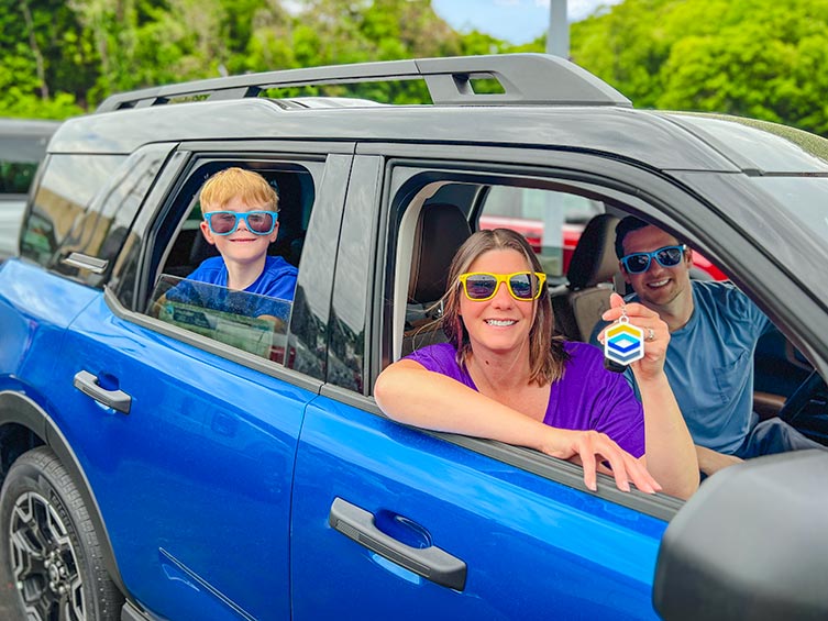 family in new car