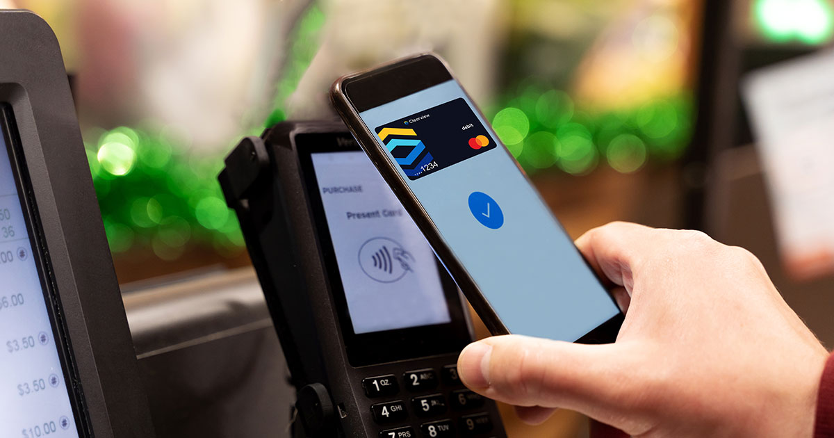 mobile wallet with clearview debit card