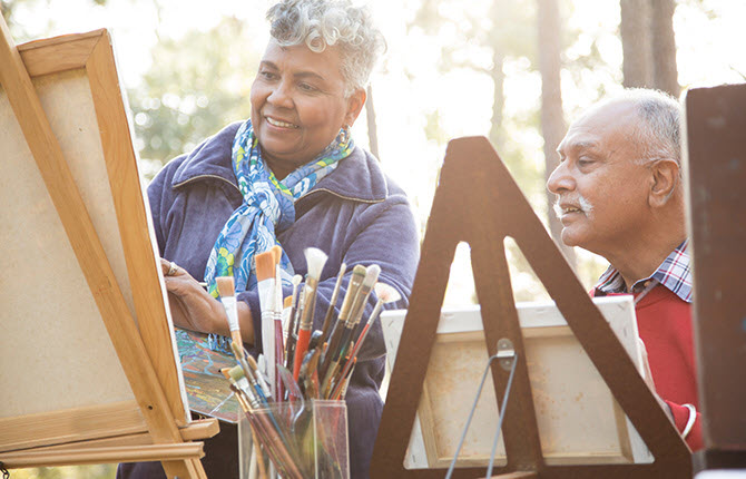 Retired couple painting