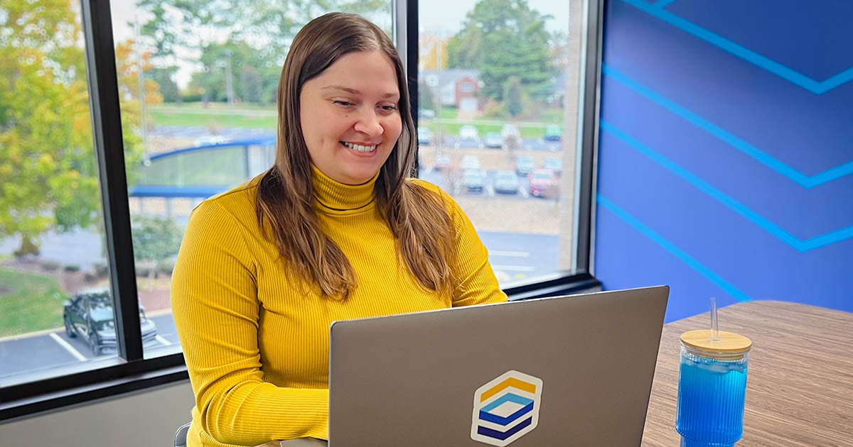 woman using clearview laptop