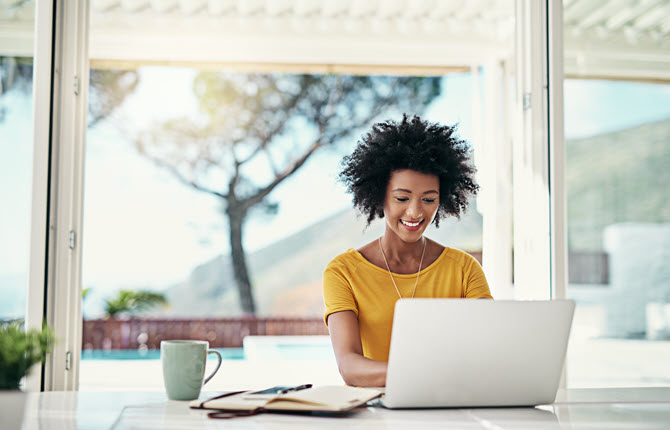 Woman working on her laptop