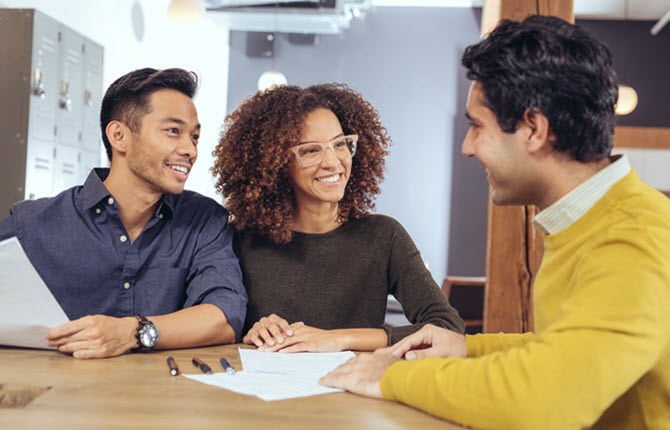 Couple discussing taxes