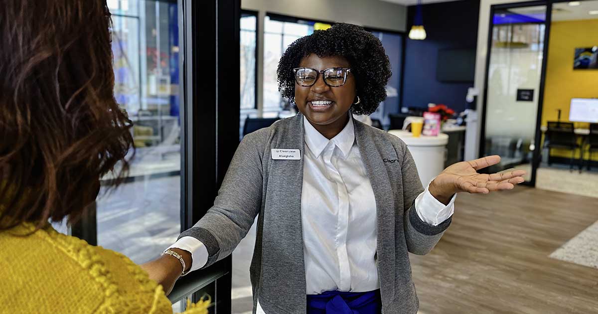 clearview financial counseling greeting member at door